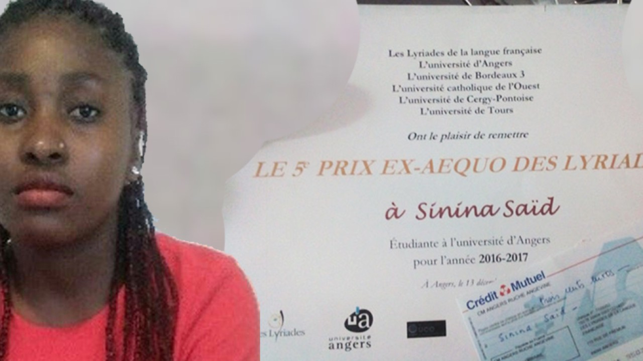 Sinina SAID, une Mahoraise lauréate du 5<sup>e</sup> Prix des Lyriades 2017
