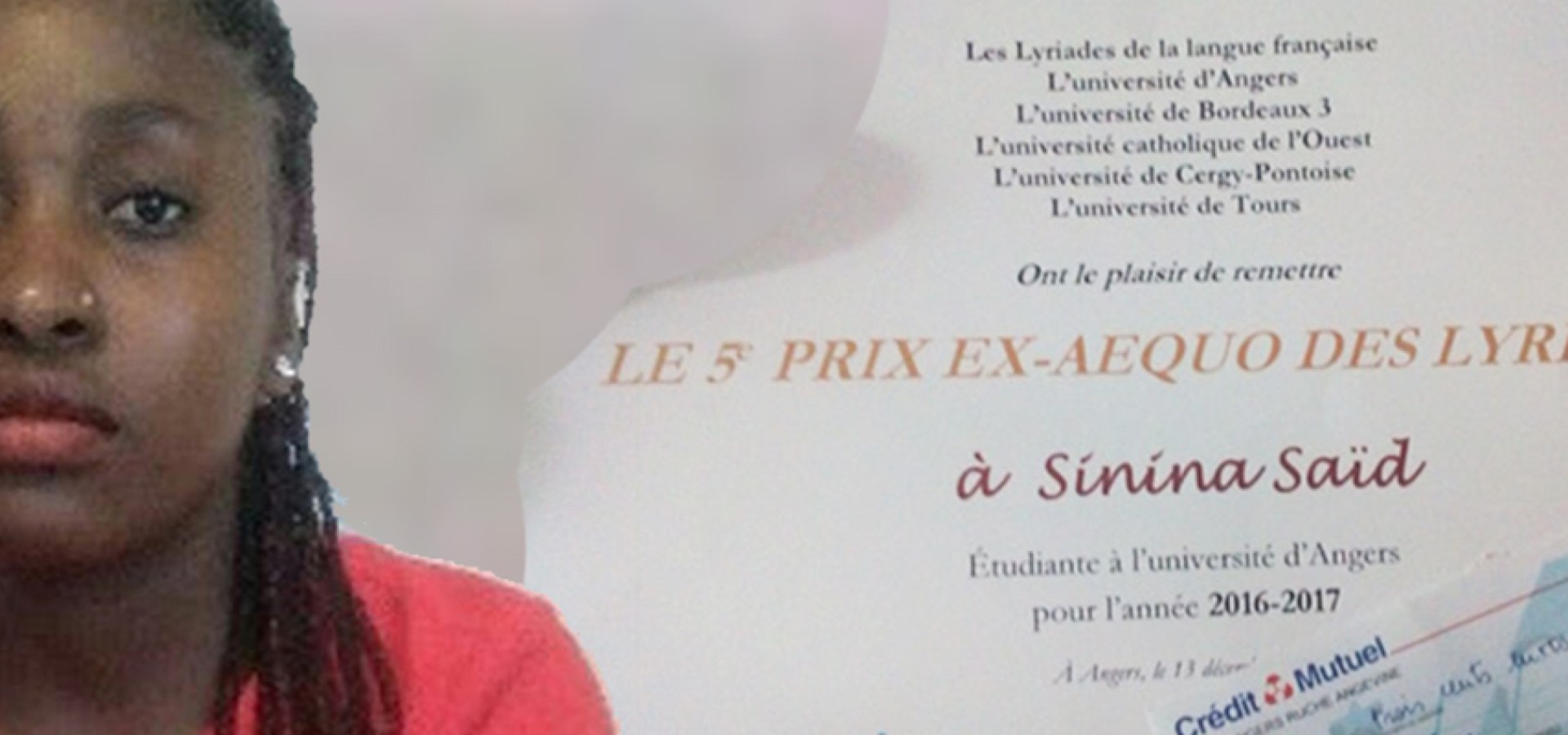 Sinina SAID, une Mahoraise lauréate du 5<sup>e</sup> Prix des Lyriades 2017